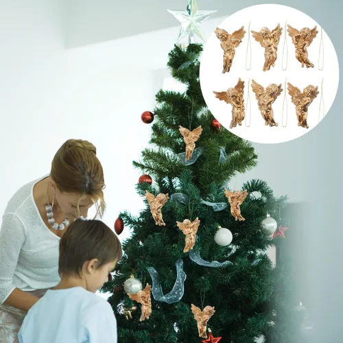 Miniatura 6 de PRETYZOOM 24 adornos de árbol de ángel de Navidad de 2.4 pulgadas, querubín de ángel, decoración para colgar, decoración de Navidad, invierno