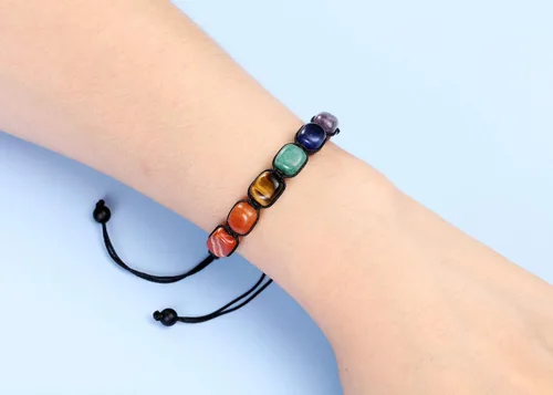 Miniatura 2 de Top Plaza Pulsera de yoga de 7 chakras con piedra curativa de reiki, piedras preciosas naturales, pulseras de cuerda trenzada para mujeres y niñas