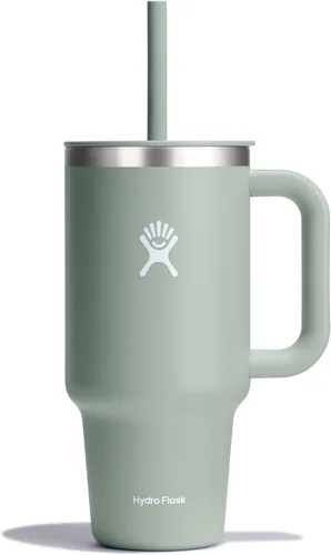Miniatura 77 de Hydro Flask Vaso de Viaje con Asa, Tapa y Pajita - Acero Inoxidable Aislado en 24 Oz Aloe