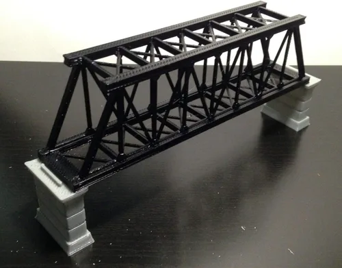Outland Models Puente ferroviario braguero negro (para una sola pista) con escala Z de muelles