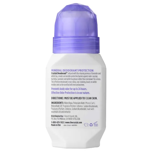 Miniatura 2 de CRYSTAL - Desodorante mineral sin aluminio, roll-on para mujeres y hombres, lavanda y té blanco, sin parabenos, certificado libre de crueldad animal