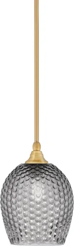 Miniatura 144 de Toltec Lighting Tallo Colgado Mini colgante, acabado de cobre negro, 3.5" cuadrado humo burbuja vidrio