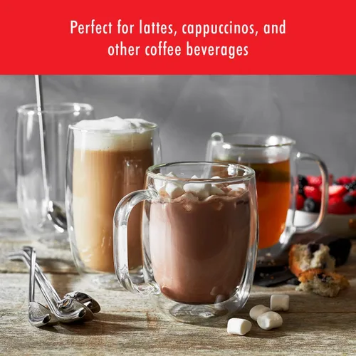 Miniatura 8 de ZWILLING Sorrento Plus 4 piezas de taza de café de vidrio de doble pared, aislada, 12 oz/355 ml, transparente