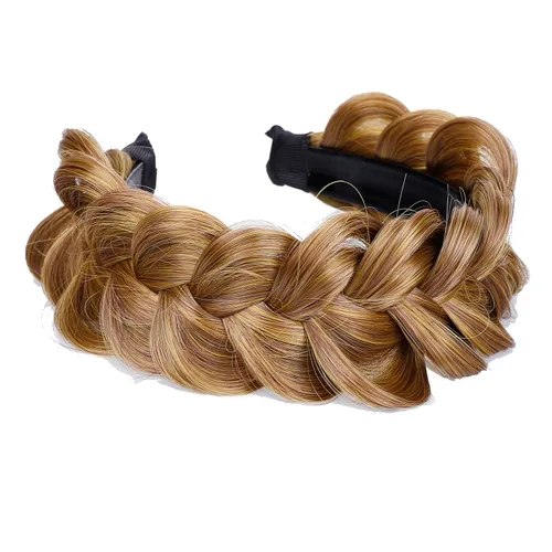 Miniatura 4 de Diadema trenzada de pelo sintético, aro de pelo clásico, grueso, ancho, trenzado, peluca de trenzas esponjosas, accesorio de belleza para mujeres