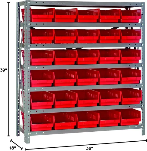 Miniatura 499 de Quantum QSBU-245BK Heavy Duty Shelving Unit with (7) Shelves and (24) QUS245 Black Bins for Garage Warehouse Storage Distribution 400 lb Load