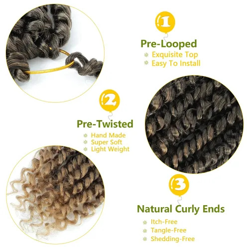 Miniatura 6 de Fulcrum Cabello Passion Twist de 10 pulgadas, 8 paquetes de cabello de ganchillo Passion Twist para mujeres negras, cabello pretrenzado de ganchillo
