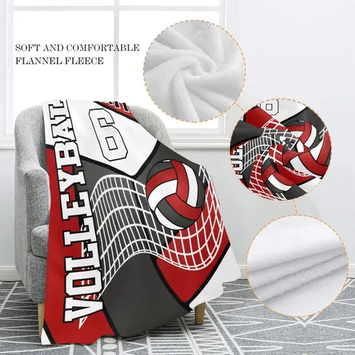 Miniatura 5 de Manta deportiva de voleibol personalizada con nombre, manta de forro polar suave para niñas y niños, recién nacidos, regalo de cumpleaños, 40 x 50