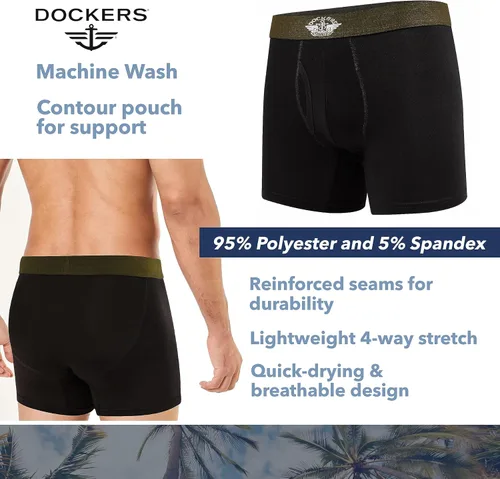 Miniatura 5 de Dockers Calzoncillos tipo bóxer de microfibra para hombre, paquete de 4