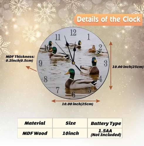 Miniatura 2 de Bantam Ducks Reloj de pared silencioso de 10 pulgadas, estilo 4, unisex