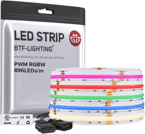 Miniatura 21 de BTF-LIGHTING FCOB COB Tira de luz LED RGBW 6500K 896LED/m 3m DC12V Flexible de cambio de color de alta densidad y luz uniforme de 12mm de ancho