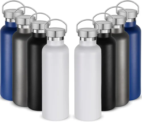 Miniatura 10 de Volhoply 24 onzas Botella de agua aislada con boca estándar con tapa de combinación de plástico y acero inoxidable, botellas de agua de 304 18/8
