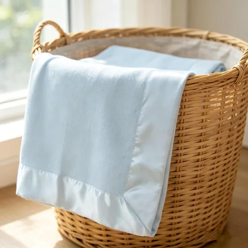 Miniatura 2 de American Baby Company Manta de forro polar (30 x 40 pulgadas) con ribete de satén similar a la seda, suave, cálida y acogedora, azul, para niños