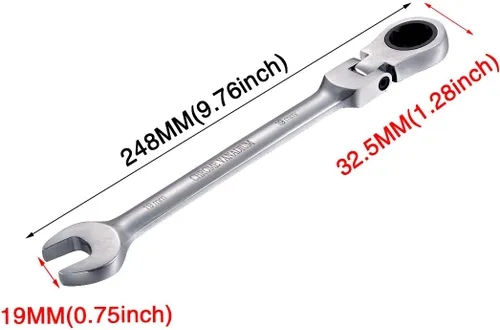 Miniatura 2 de KATUR Juego de llaves de trinquete de 0.748 in, llave combinada de trinquete flexible de acero al cromo vanadio (0.748 in)