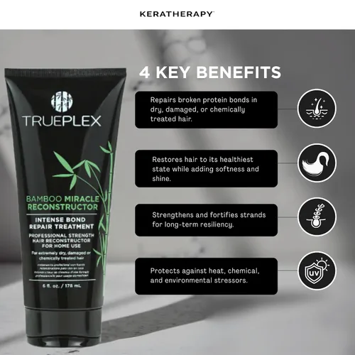Miniatura 4 de KERATHERAPY Bamboo Miracle Reconstructor Bond Repair Tratamiento, 6 onzas, 6.0 fl oz – Protección térmica vegana y fortalecedor del cabello