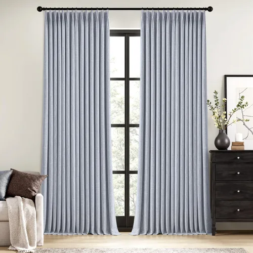 Miniatura 23 de MIULEE - Cortinas de lino beige con pliegues a presión 100% opacas para dormitorio, cortinas de ventana con memoria y bloqueo de luz para oscurecer