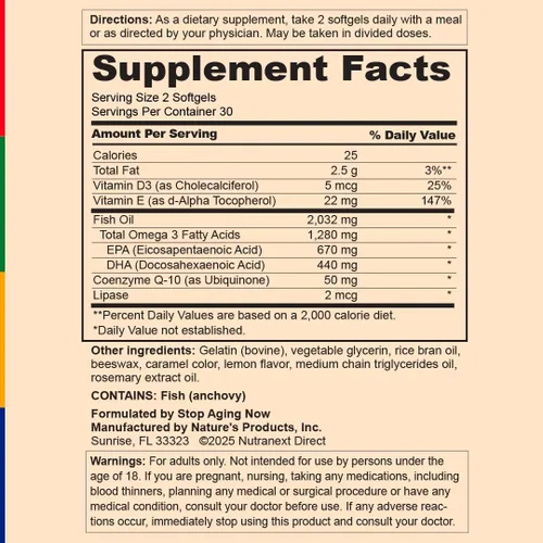 Miniatura 4 de Stop Aging Now - Complejo de aceite de pescado - Suplemento de ácidos grasos Omega 3 - con EPA y DHA - 60 cápsulas blandas