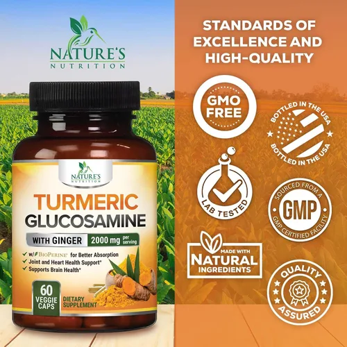 Miniatura 4 de Suplemento de Cúrcuma Curcumina 2000mg - 95% Curcuminoides con Glucosamina, Jengibre y MSM, Pimienta Negra BioPerine para Mejor Absorción, Soporte