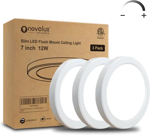ETL Lámpara de techo LED de 7 pulgadas, montaje empotrado, regulable, luz de techo plana redonda ultra delgada de 5000 K, luz diurna, lámpara de 3