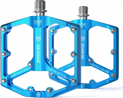Miniatura 18 de Pedales de bicicleta de carretera/montaña - Pedales de bicicleta de 3 rodamientos - Pedales planos mecanizados CNC de 9/16 pulgadas con clavos