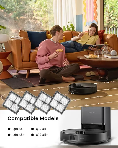Miniatura 2 de Paquete de 4 filtros HEPA de repuesto compatibles con aspiradora robot Roborock Q10 S5/Q10 S5+/Q10 X5/Q10 X5+ Filtros lavables de repuesto Kit