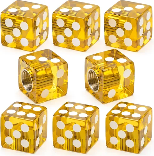 Miniatura 28 de 4 piezas tapones de válvula de neumático en forma de dados, cubiertas universales de válvula de neumático a prueba de polvo con núcleo de cobre