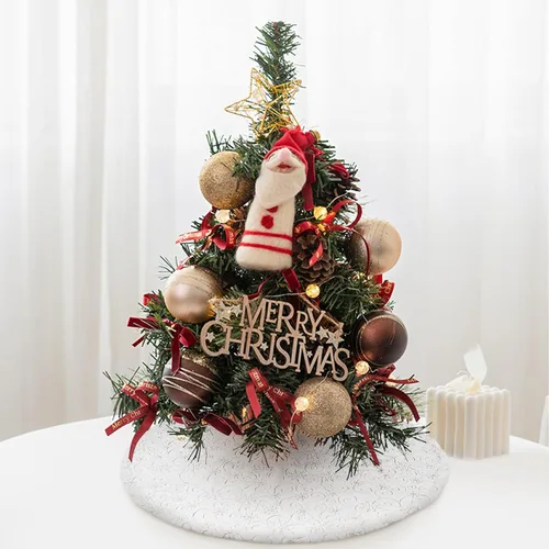 Miniatura 26 de Falda de árbol de Navidad de felpa negra de 24 pulgadas, pequeña, de piel sintética gruesa, lujosa decoración navideña para Año Nuevo, decoración