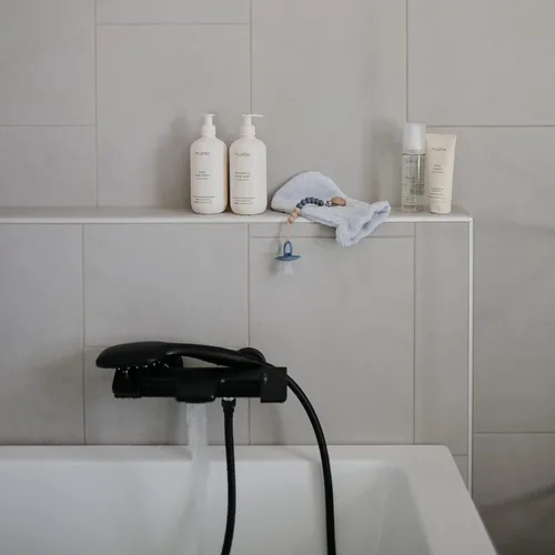 Miniatura 5 de mushie Guantes de baño para bebé, algodón orgánico, paquete de 2 (niebla marina)