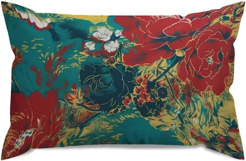Miniatura 53 de ArogGeld Funda de almohada blanca con flores chinoiserie, funda de almohada para sofá, diseño floral verde y blanco, funda de almohada de lino A-12