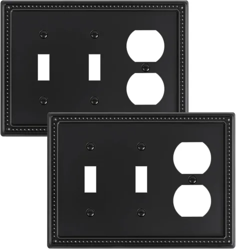 Miniatura 136 de Paquete de 4 placas de cubierta para interruptor de luz de palanca individual, cubiertas decorativas de perlas, placa de pared de metal almendra