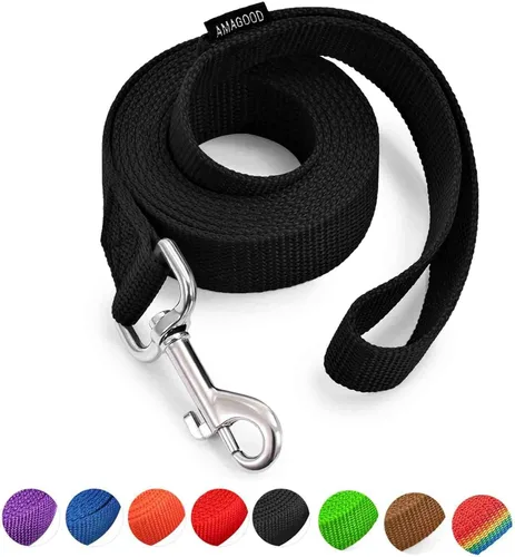 Miniatura 70 de AMAGOOD 6 pies de correas para cachorros/perros, correa de estilo tradicional resistente con gancho de cuello fácil de usar, correa para perros Negro