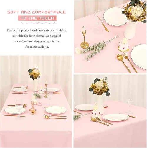Miniatura 137 de Showgeous Paquete de 4 manteles redondos color rosa intenso de 120 pulgadas de poliéster para mesas redondas, manteles de tela decorativa lavable