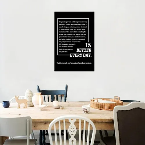 Miniatura 4 de Motivational Wall Art 1% Better Every Day Quote Framed Canvas Poster Inspirational Wall Decor for Office Gym Study Room Small Size Growth Mindset