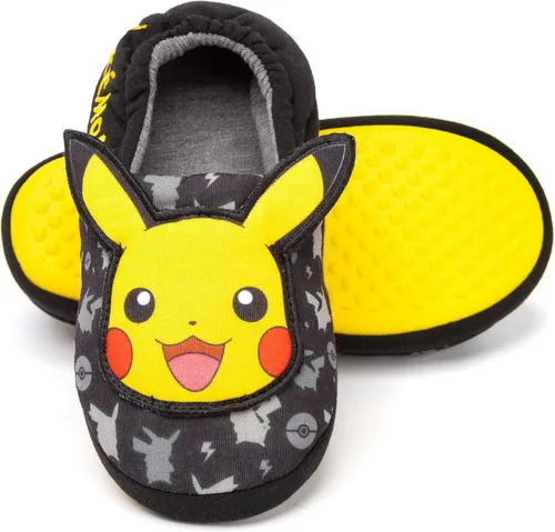 Miniatura 7 de Pokemon Pantuflas para niños Pikachu Pokeball color negro para casa