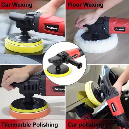 Miniatura 6 de AOBEN Pulidor rotativo de búfer, 1200 W, 6 pulgadas/7 pulgadas, kit de cera para pulidor de automóvil con 6 velocidades variables de 1000-3500 RPM