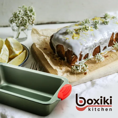 Miniatura 5 de Boxiki Kitchen Juego de hornear premium: molde de pan de silicona de 9 x 5 pulgadas y sartén de pan de plátano de acero antiadherente de 8.5