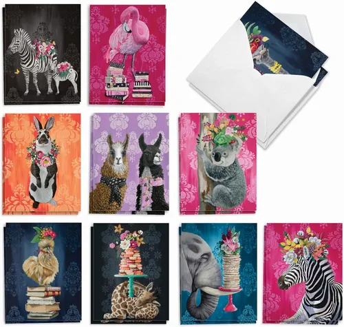 The Best Card Company Juego surtido de cajas de tarjetas de felicitación en blanco, incluye 20 tarjetas + sobres, 10 diseños únicos, refinado para