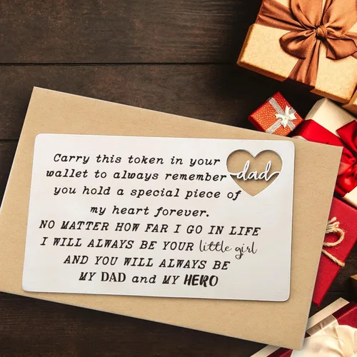 Miniatura 23 de YODOCAMP Tarjeta de billetera con texto en inglés "Thank You Dad", tarjeta de cartera grabada para mi papá de hija e hijo, cumpleaños, día