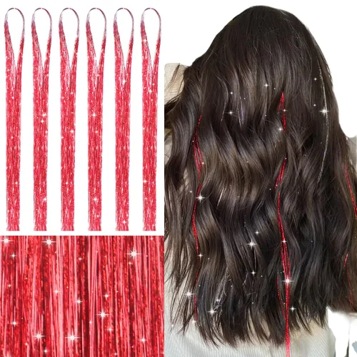 Miniatura 22 de Wennalife 12 piezas de extensiones de cabello azul con clip, extensiones de cabello con clip de colores para niños, pinzas de cabello arcoíris