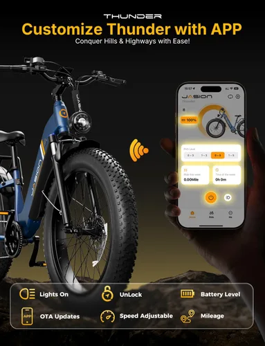 Miniatura 4 de Jasion Bicicleta eléctrica Thunder/PRO/ST, 2000 W/1800 W Peak Ebikes para adultos, neumático de grasa de 26 pulgadas, mejor bicicleta eléctrica