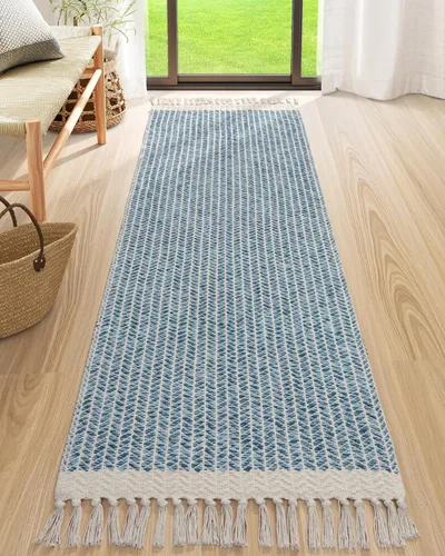 Miniatura 43 de Lahome Alfombras de baño bohemias, alfombra pequeña de 2 x 3 pies, alfombra ligera para entrada, alfombra de algodón tejida con borlas, alfombra