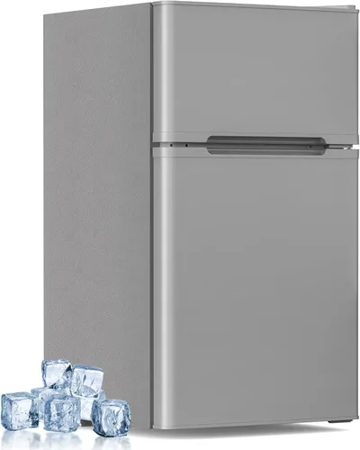 Electactic Mini refrigerador con congelador, refrigerador compacto de 3.2 pies cúbicos con 2 puertas, refrigerador pequeño con termostato ajustable