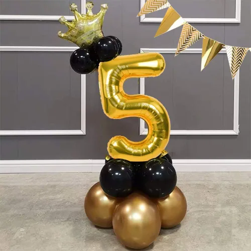 Miniatura 4 de TONIFUL Globos dorados de 40 pulgadas con números grandes del 0 al 9, globos digitales de helio del número 5, globos de aluminio de Mylar con Nmuber