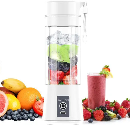 Licuadora portátil Licuadora personal Mini Batidos Batidos Juicer Cup USB Recargable Blanco