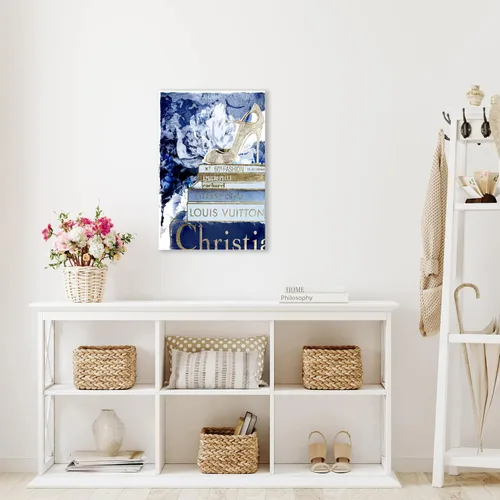 Miniatura 5 de Wynwood Studio Lienzo decorativo para pared con texto en inglés «What's On My Mind Navy Custom», decoración del hogar, 24 x 36 pulgadas, azul, dorado