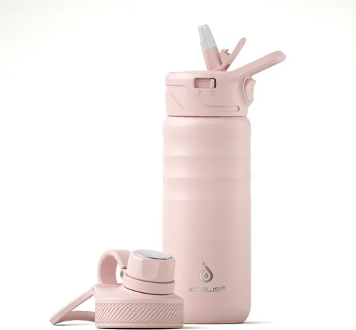 Miniatura 64 de IDEUS Botella de agua aislada de 12 onzas, botella de agua aislada de acero inoxidable para la escuela, botellas aisladas con pajitas a prueba