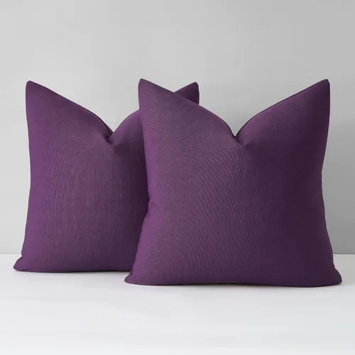 Miniatura 17 de Mixhug Juego de 2 fundas de almohada decorativas de lino para sofá y cama, cojín lumbar, color marrón claro, 12 x 20 pulgadas