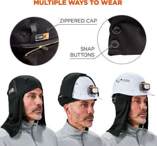 Miniatura 4 de N-Ferno 6885 - Forro de invierno para casco duro, clasificación FR, uso versátil, negro, 12.5 x 0.8 x 13.5 pulgadas