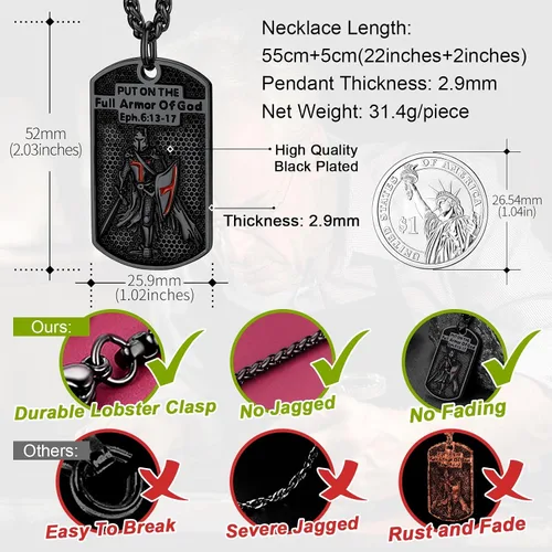 Miniatura 6 de FaithHeart Collar de sello de caballeros templarios, joyería de Cristo compañeros soldados para hombres y mujeres con delicado embalaje de regalo