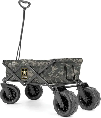 Miniatura 9 de Cochecito creativo para exteriores, carrito de playa XXL Deluxe con toldo, carrito plegable plegable y portátil, soporta hasta 200 libras de Ejército