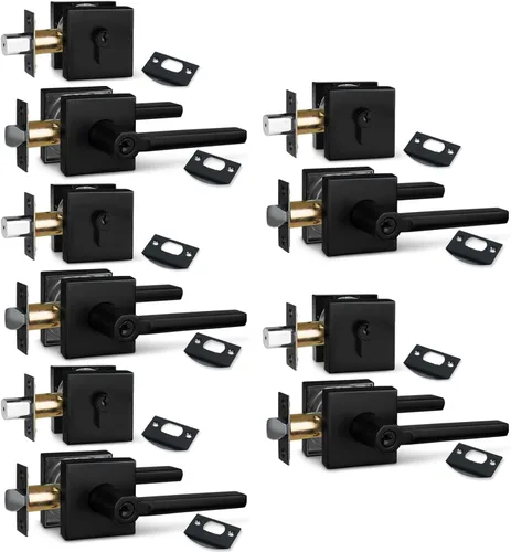 Miniatura 47 de NEWBANG Palanca de puerta de cama/baño para privacidad Baño e interior Manija de cerradura de puerta en negro mate envejecido, HD1601-DB-BK-1P